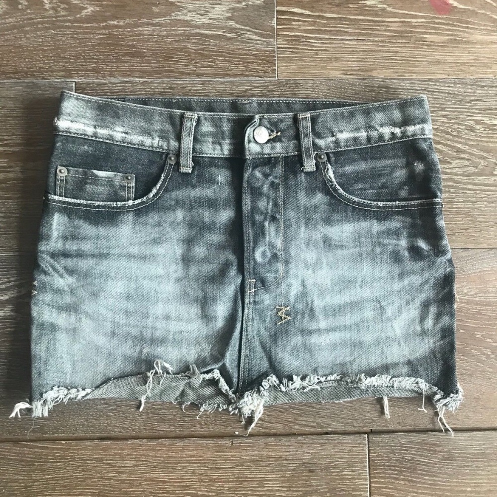 Ksubi Original Distressed Faded Black Grey Denim Mini Skirt